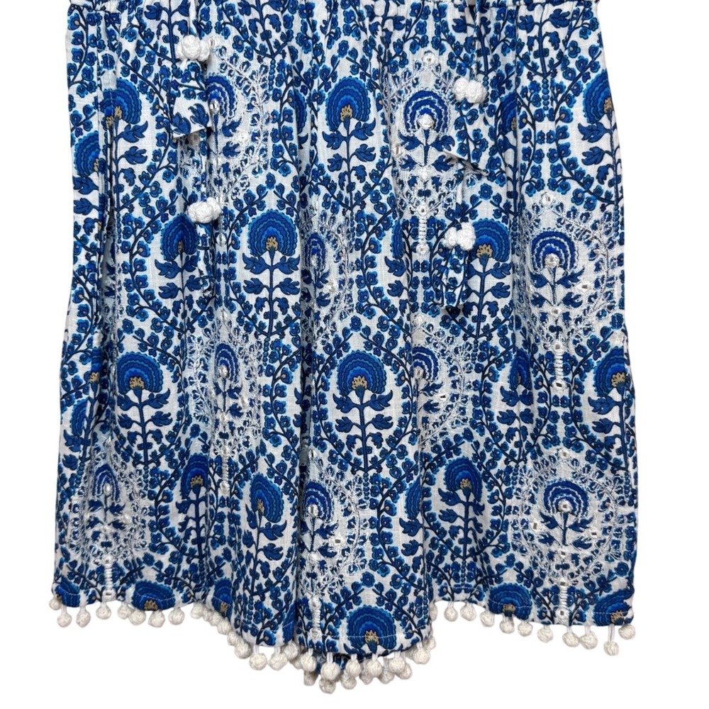 Anthropologie Ranna Gill Romper Blue Festival Girly Preppy Coquette Medium NWT - Picture 3 of 13